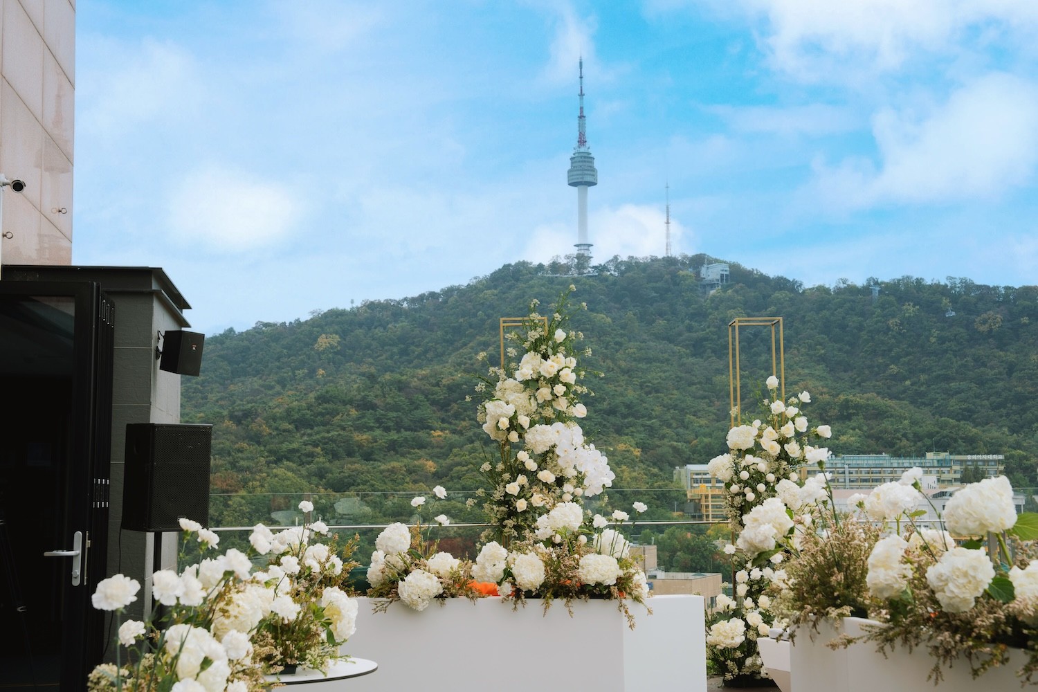 웨딩아치 생화연출